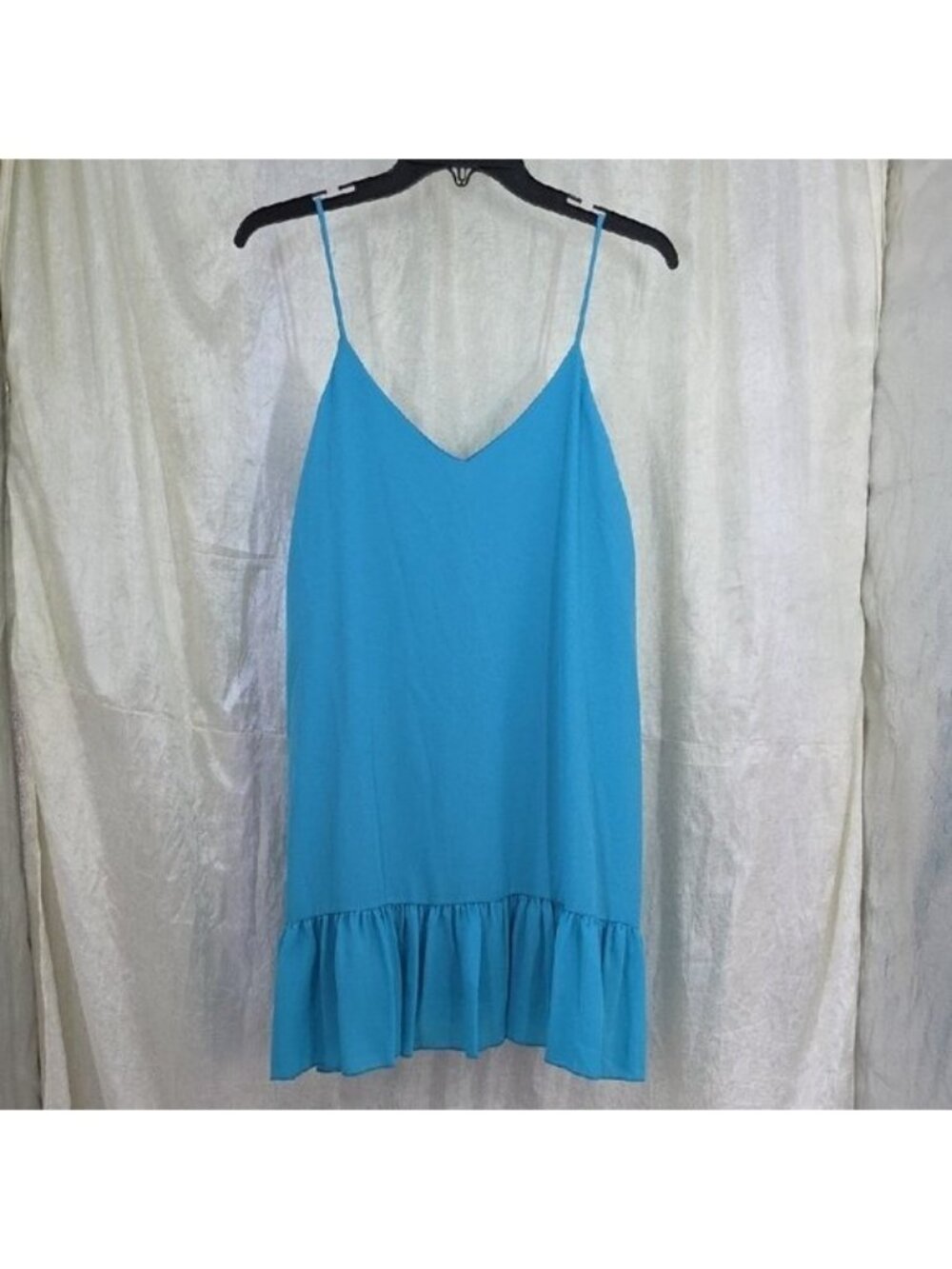 Blue Drop-Waist Flowy Ruffle Chiffon Flounce Dress New Size Large